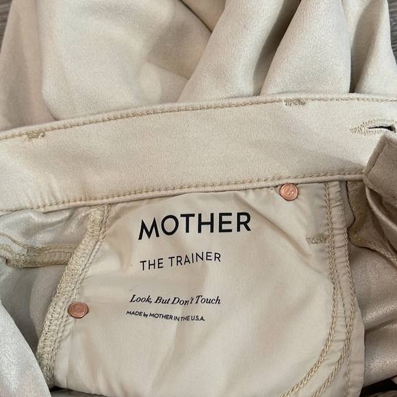 Mother | The Trainer Jogger Pants Faux Suede Ivory sz 25 - Picture 5 of 9